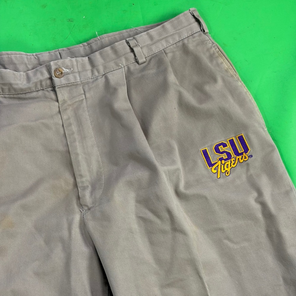 VTG LSU Tigers Sahara‎ Chino Pants Mens 36/30 Pleated Khaki Embroidered USA Made